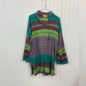 Paul Marshall product vintage boho Colorful Striped Cotton long sleeve tunic